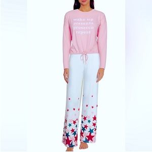 NWT Wildfox Pajamas Wake Up Prosecco Pajama Set pants X-LARGE/ Shirt size M